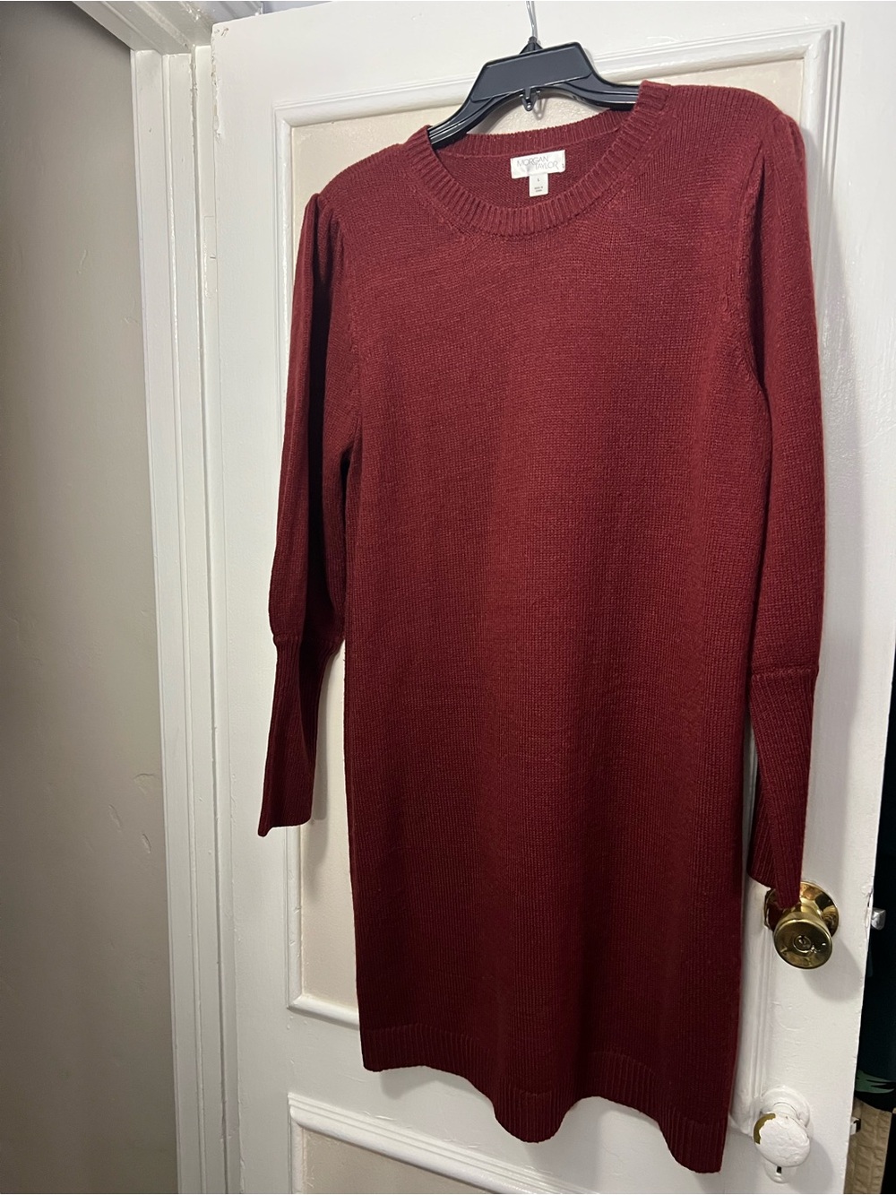 Morgan Taylor Burgundy Ribbed Midi Sweater Dress